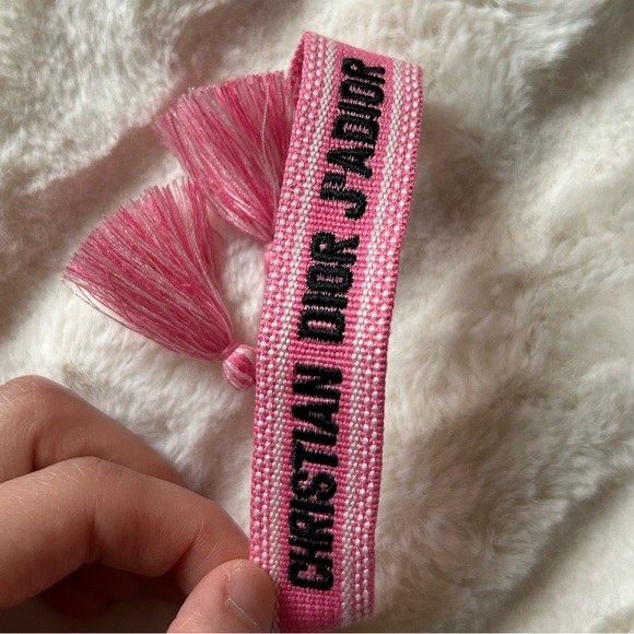 Christian Dior Woven Cotton J’Adior Friendship Adjustable Bracelet Pink OS - Picture 4 of 13